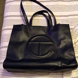 Telfar medium navy blue bag